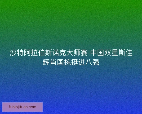 沙特阿拉伯斯诺克大师赛 中国双星斯佳辉肖国栋挺进八强
